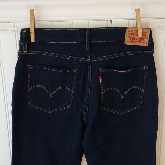 LEVI'S Women's 815 Curvy Bootcut Mid Rise‎ Dark Wash Denim Blue Jeans 29 32 - Picture 5 of 12